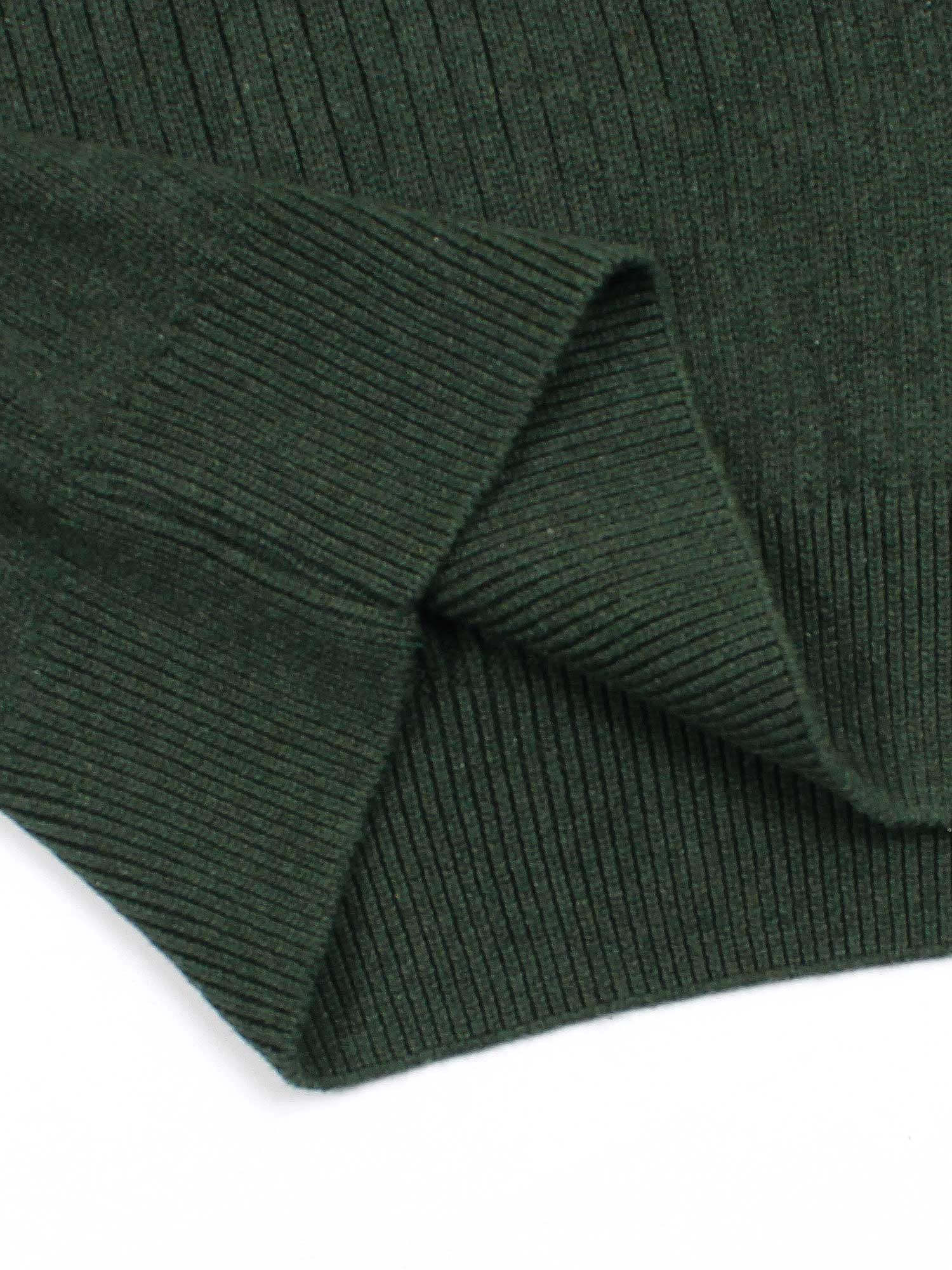 RL Rib Knit Half Zipper Cotton Sweater (british green)