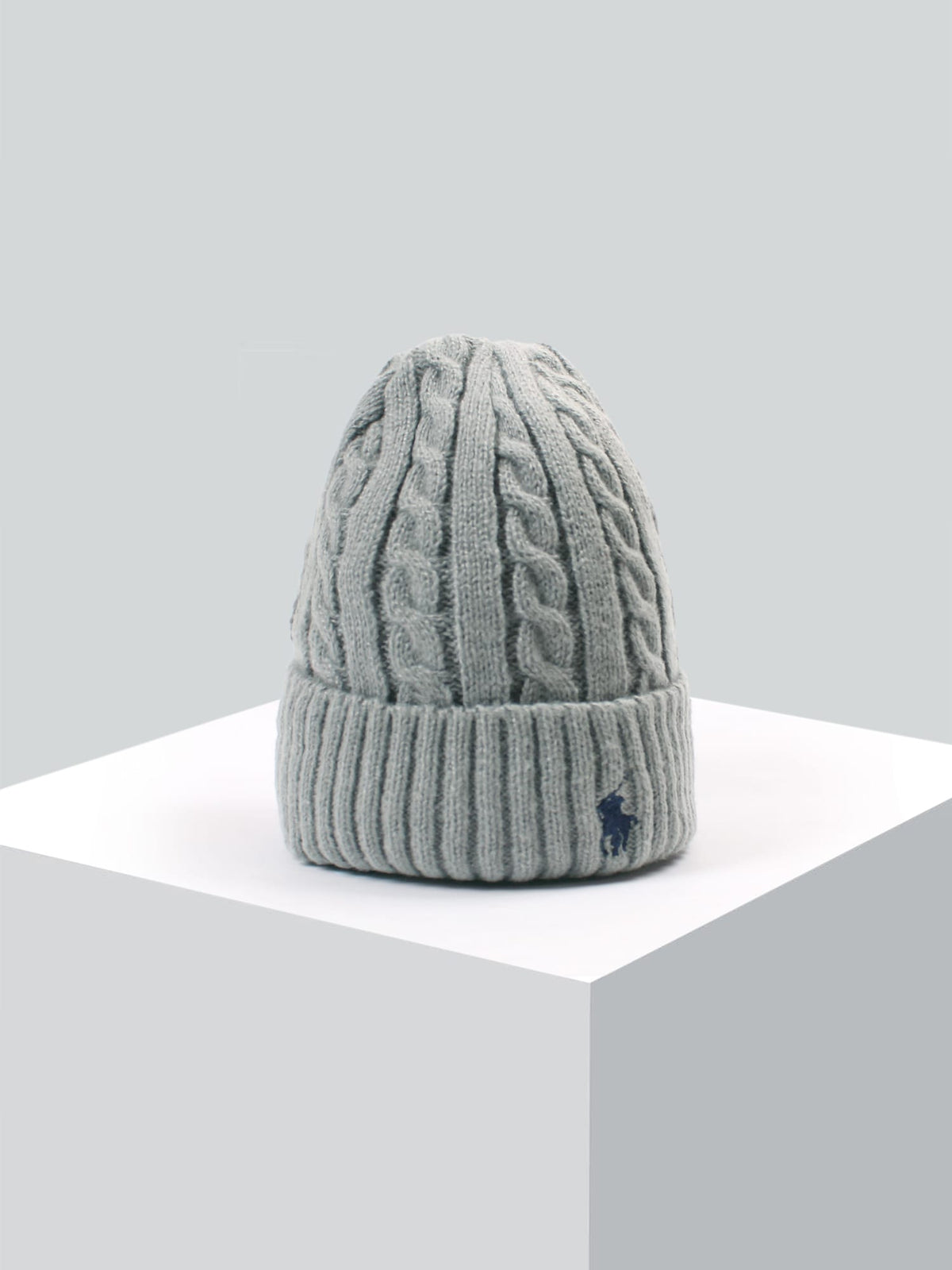 brandahub caps free size Rl Cable Knit Beanie (Heather Grey)