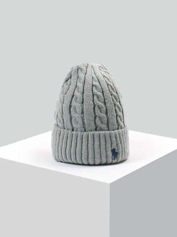 brandahub caps free size Rl Cable Knit Beanie (Heather Grey)