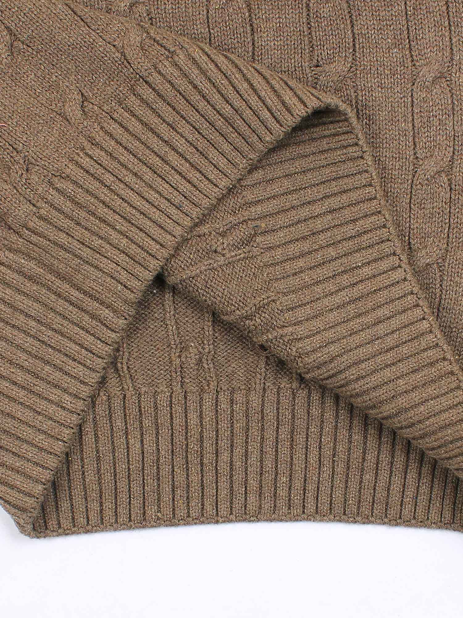 RL Cable-Knit Cotton Sweater (heather brown)