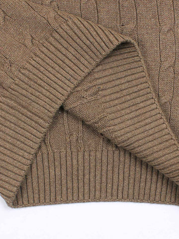 RL Cable-Knit Cotton Sweater (heather brown)