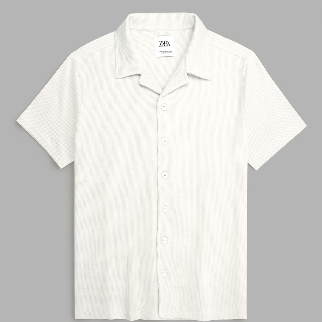 Brandahub polo shirts Premium Zr Waffle knit Resort collar shirt-(milky white)