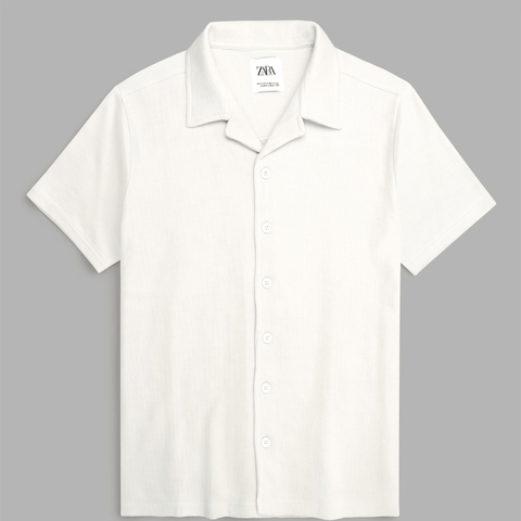 Brandahub polo shirts Premium Zr Waffle knit Resort collar shirt-(milky white)
