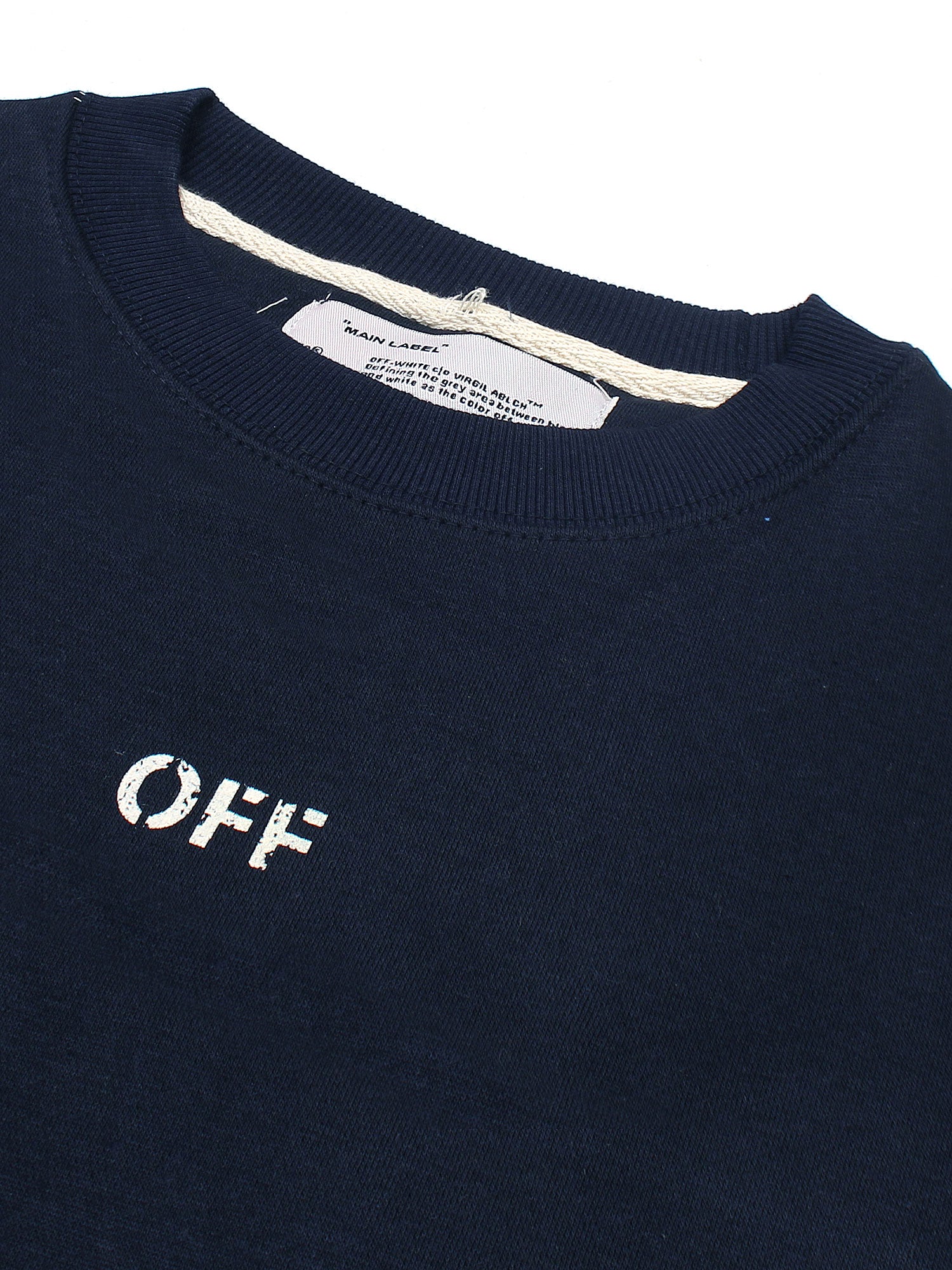 The OFF Fleece Sweatshirt (Navy blue) unisex
