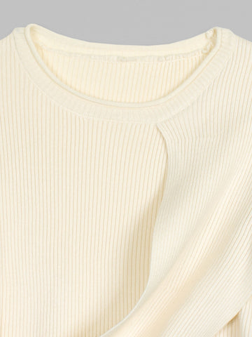 The Aura Asymmetrical Tie-Knit Set (cream)