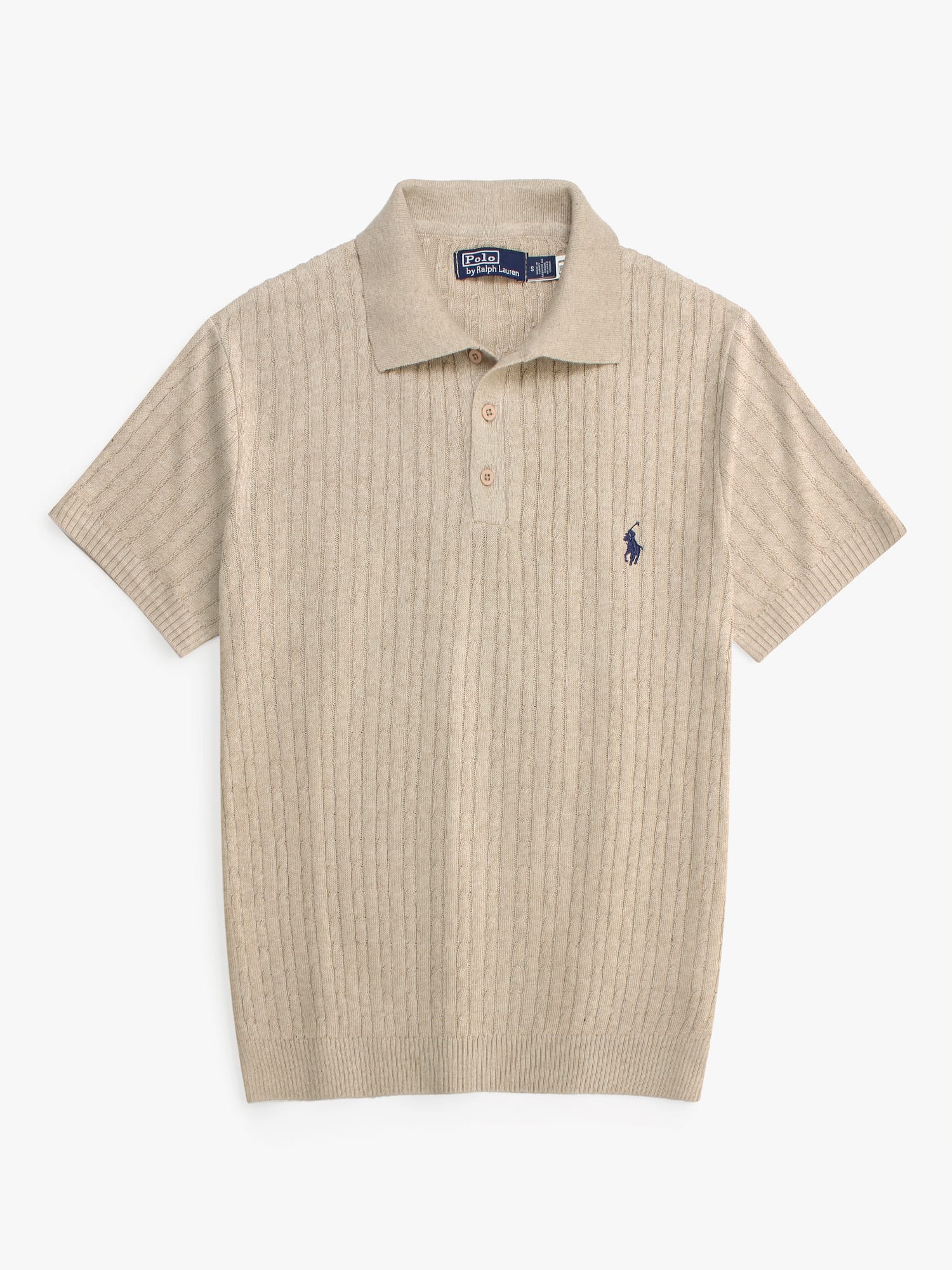 Brandahub polo shirts RL cable knit polo-beige
