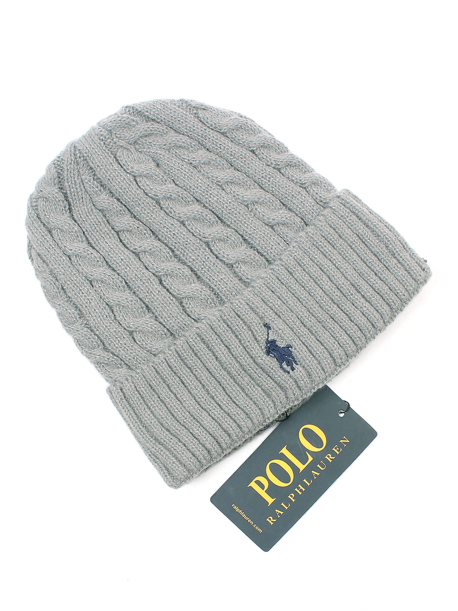 brandahub caps free size Rl Cable Knit Beanie (Heather Grey)