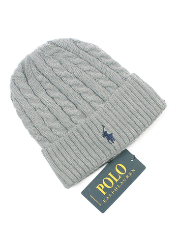 brandahub caps free size Rl Cable Knit Beanie (Heather Grey)