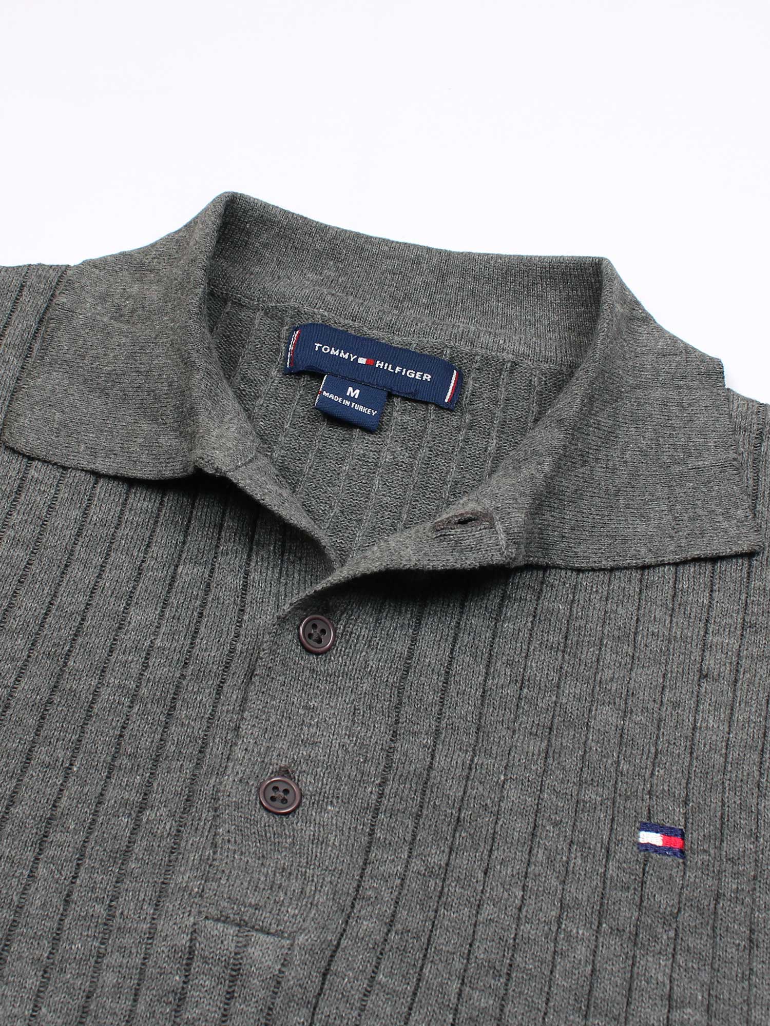 Th knit polo- dark heather grey