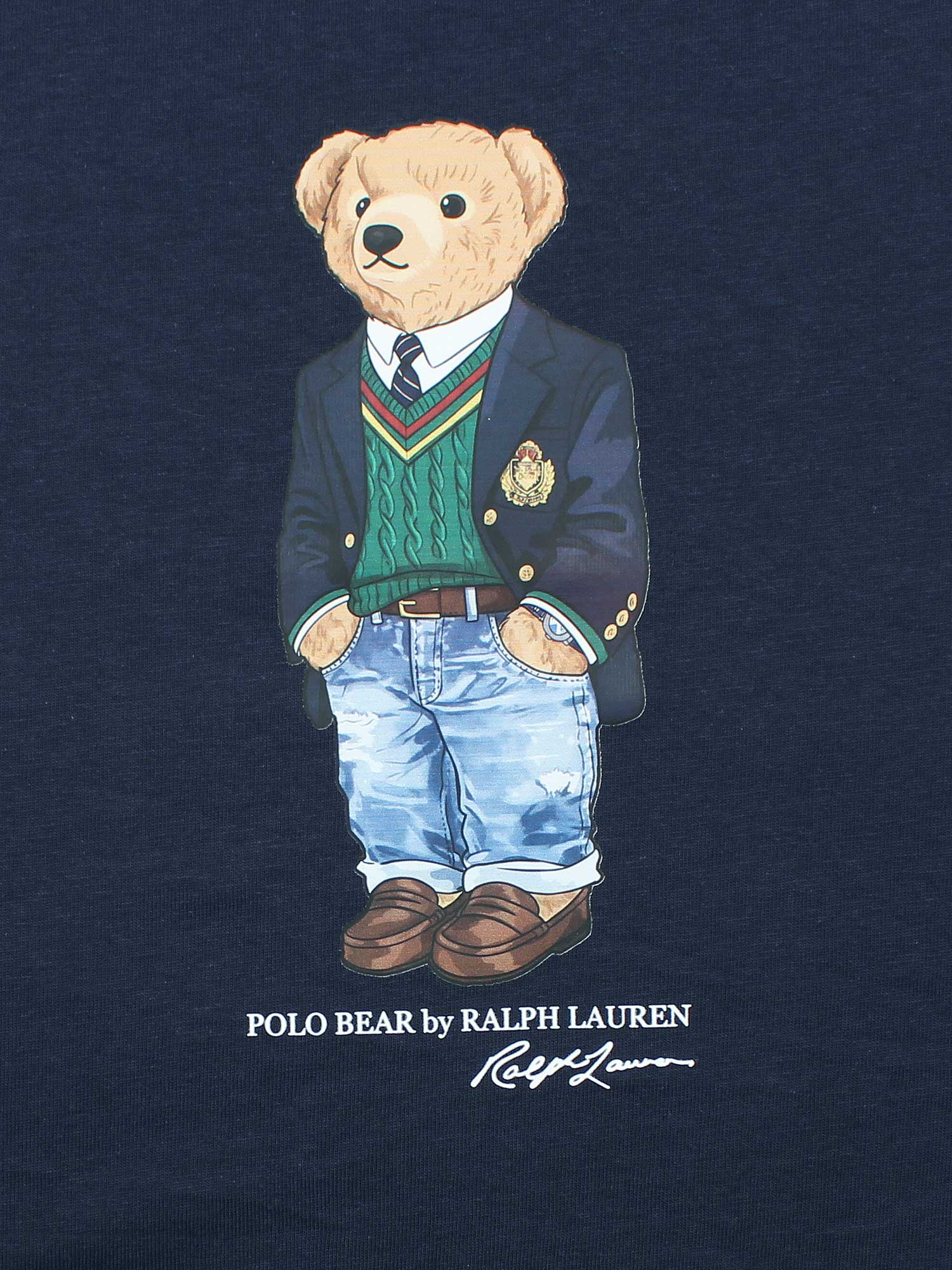 PRL bear T Shirt-navy blue