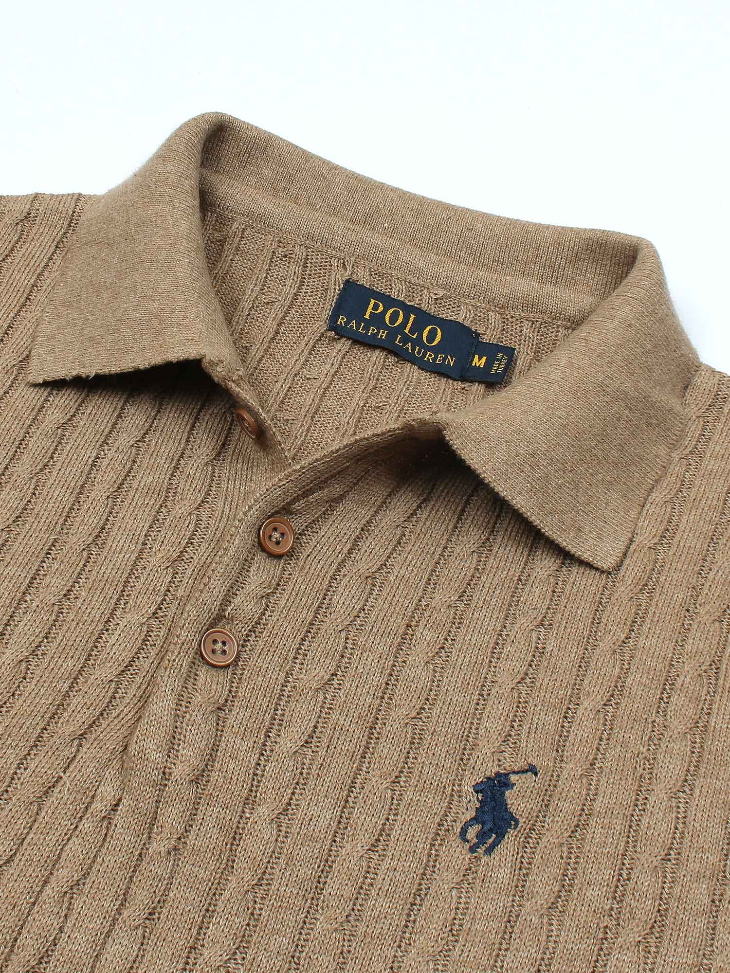 RL cable knit polo-khaki