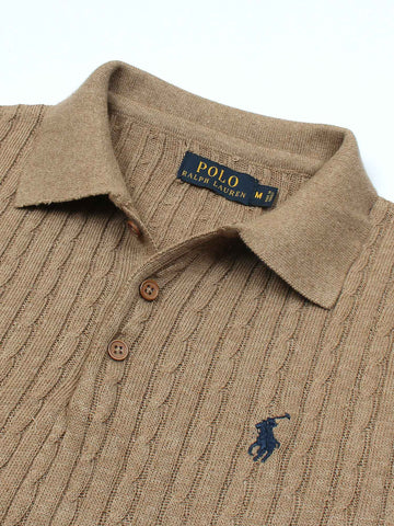 RL cable knit polo-khaki