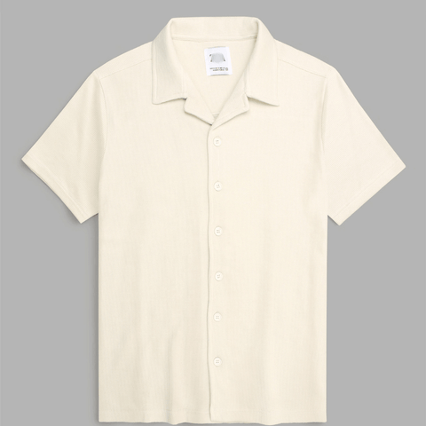 Brandahub polo shirts Premium Zr Waffle knit Resort collar shirt-(light beige)