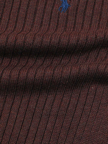 Brandahub sweaters RL Rib Knit Half Zipper Cotton Sweater (maroon)