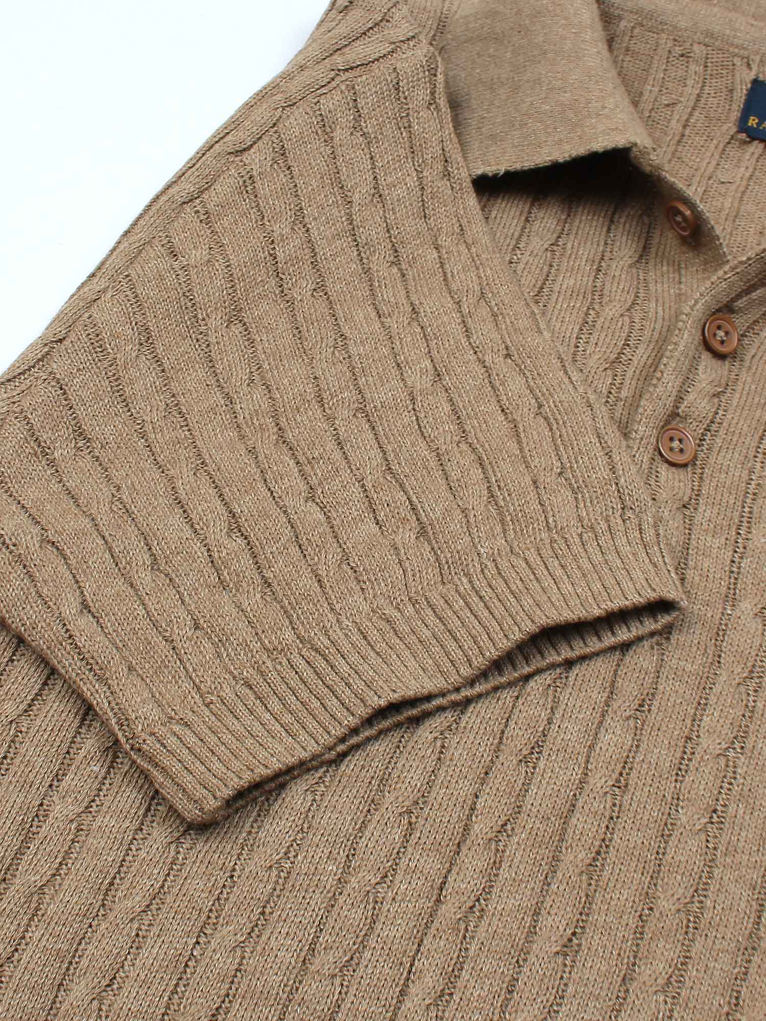 RL cable knit polo-khaki