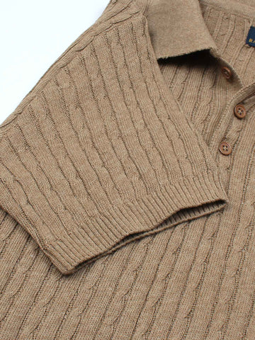 RL cable knit polo-khaki
