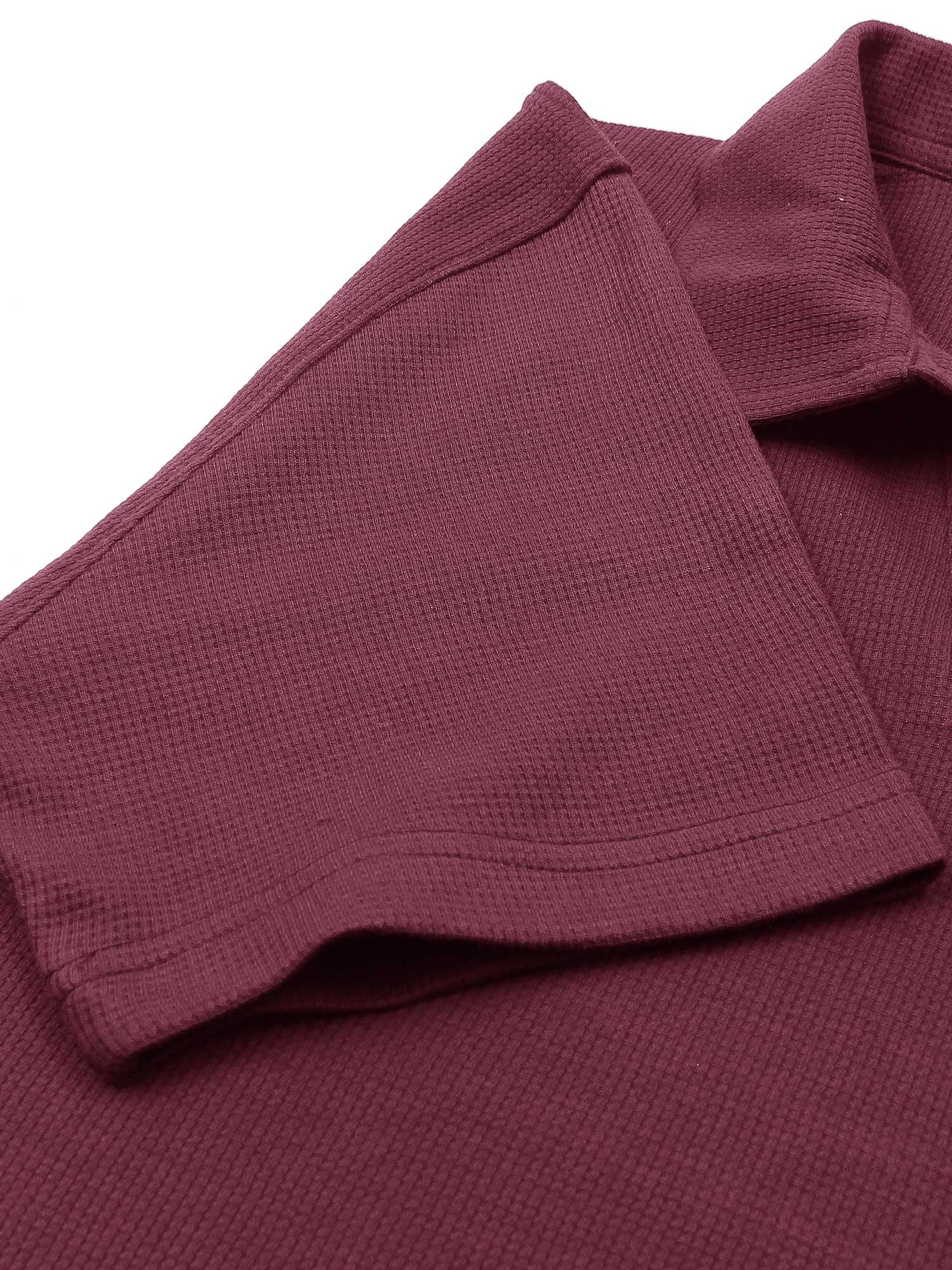 Brandahub polo shirts Premium Zr Waffle knit johnny collar polo-(maroon)