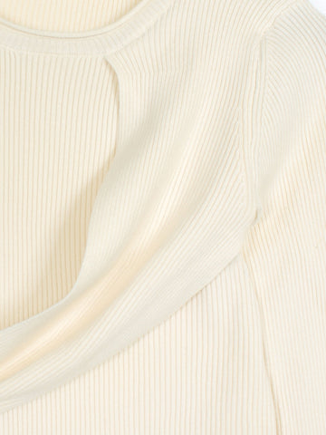 The Aura Asymmetrical Tie-Knit Set (cream)