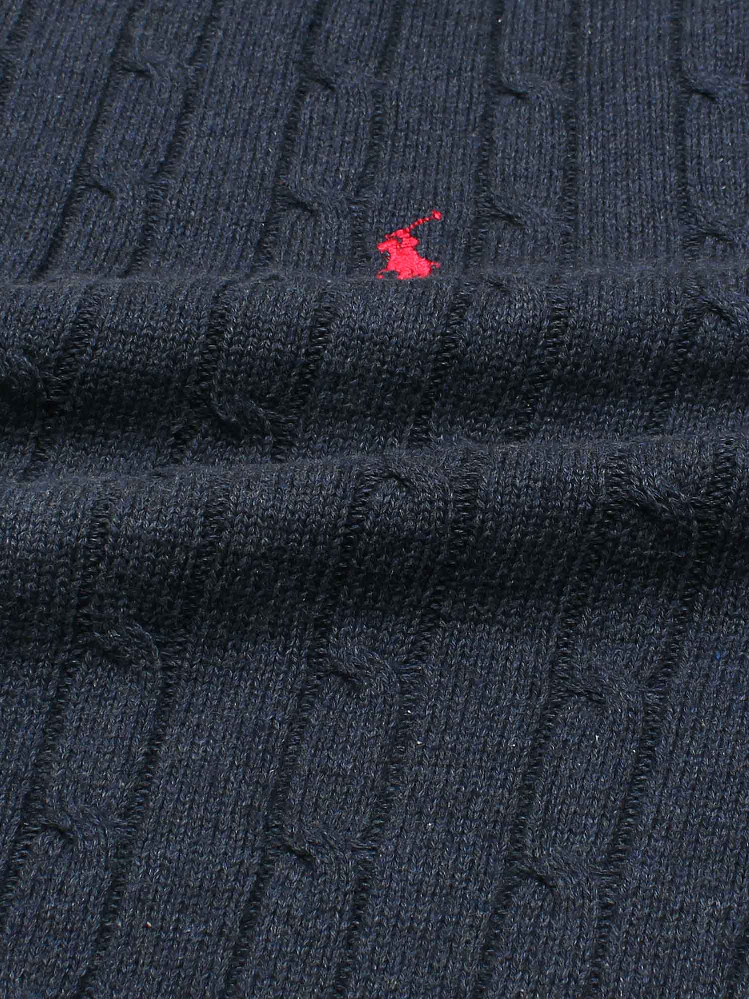 RL Cable-Knit Cotton Sweater (heather navy)