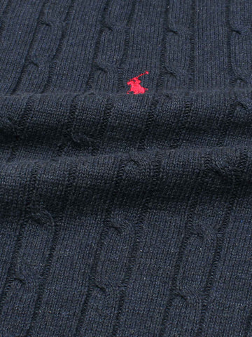 RL Cable-Knit Cotton Sweater (heather navy)