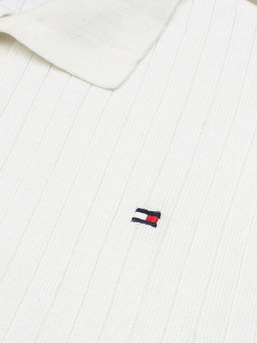 Th knit polo- white