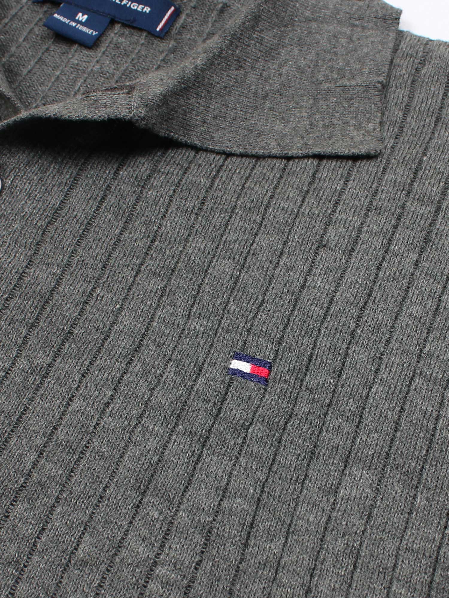 Th knit polo- dark heather grey