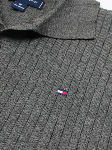 Th knit polo- dark heather grey