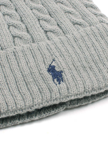 brandahub caps free size Rl Cable Knit Beanie (Heather Grey)