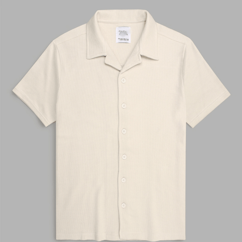 Brandahub polo shirts Premium Zr Waffle knit Resort collar shirt-(beige)