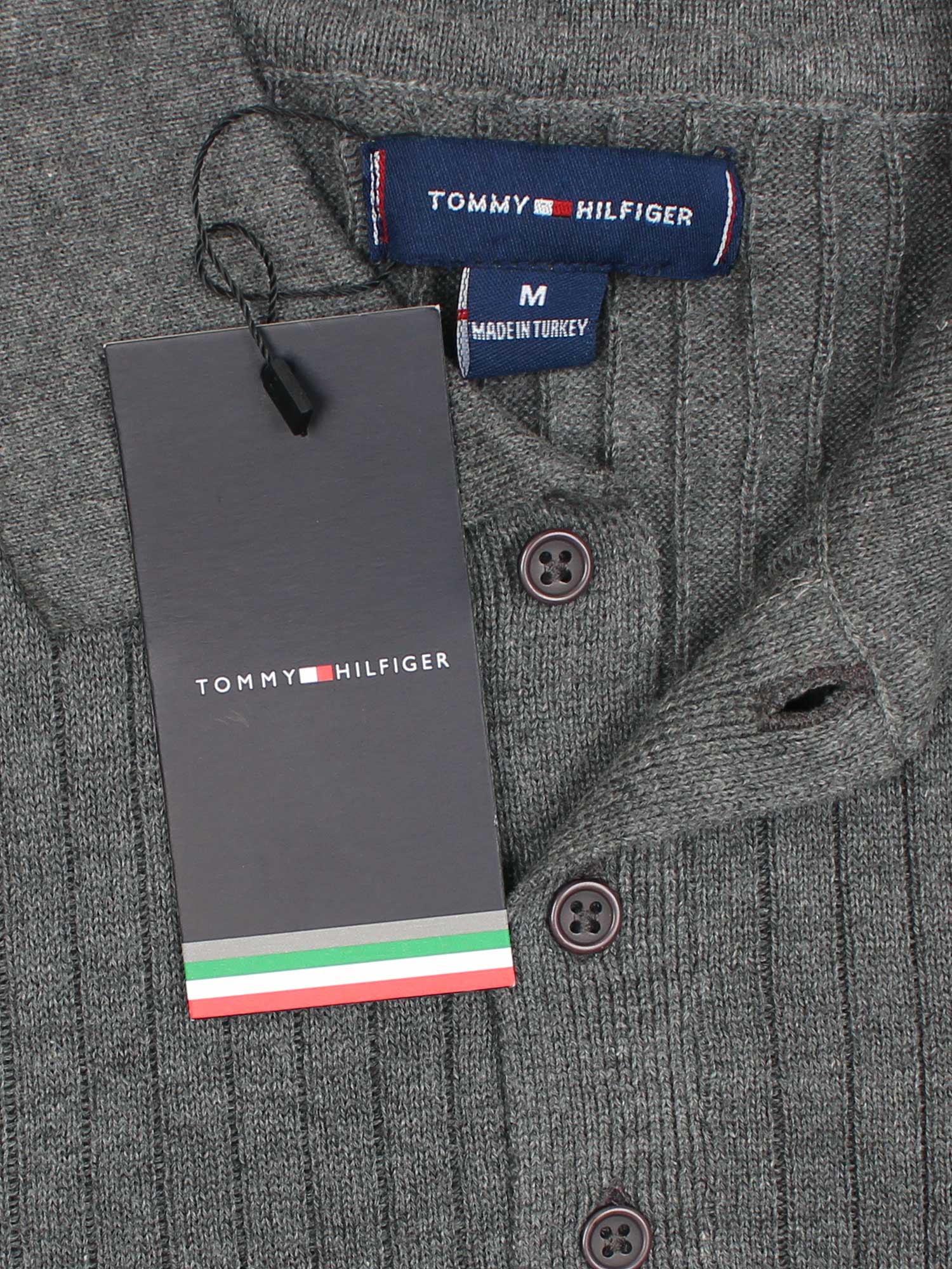 Th knit polo- dark heather grey