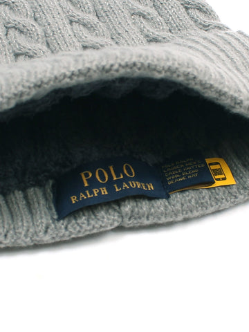 brandahub caps free size Rl Cable Knit Beanie (Heather Grey)