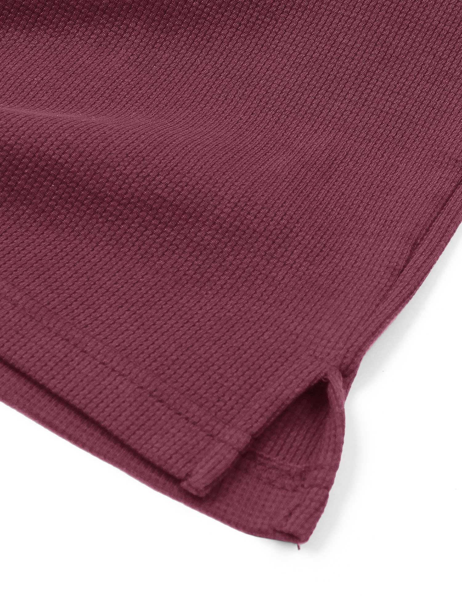 Brandahub polo shirts Premium Zr Waffle knit johnny collar polo-(maroon)