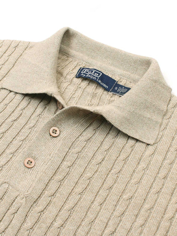 Brandahub polo shirts RL cable knit polo-beige