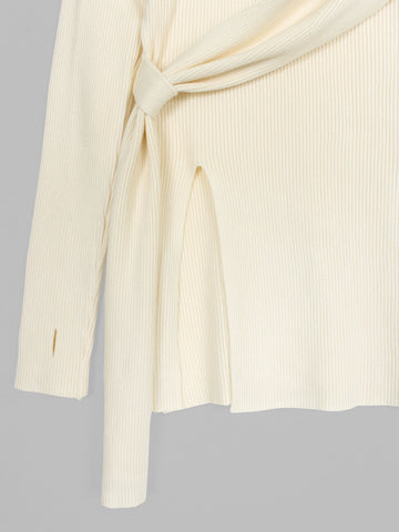 The Aura Asymmetrical Tie-Knit Set (cream)