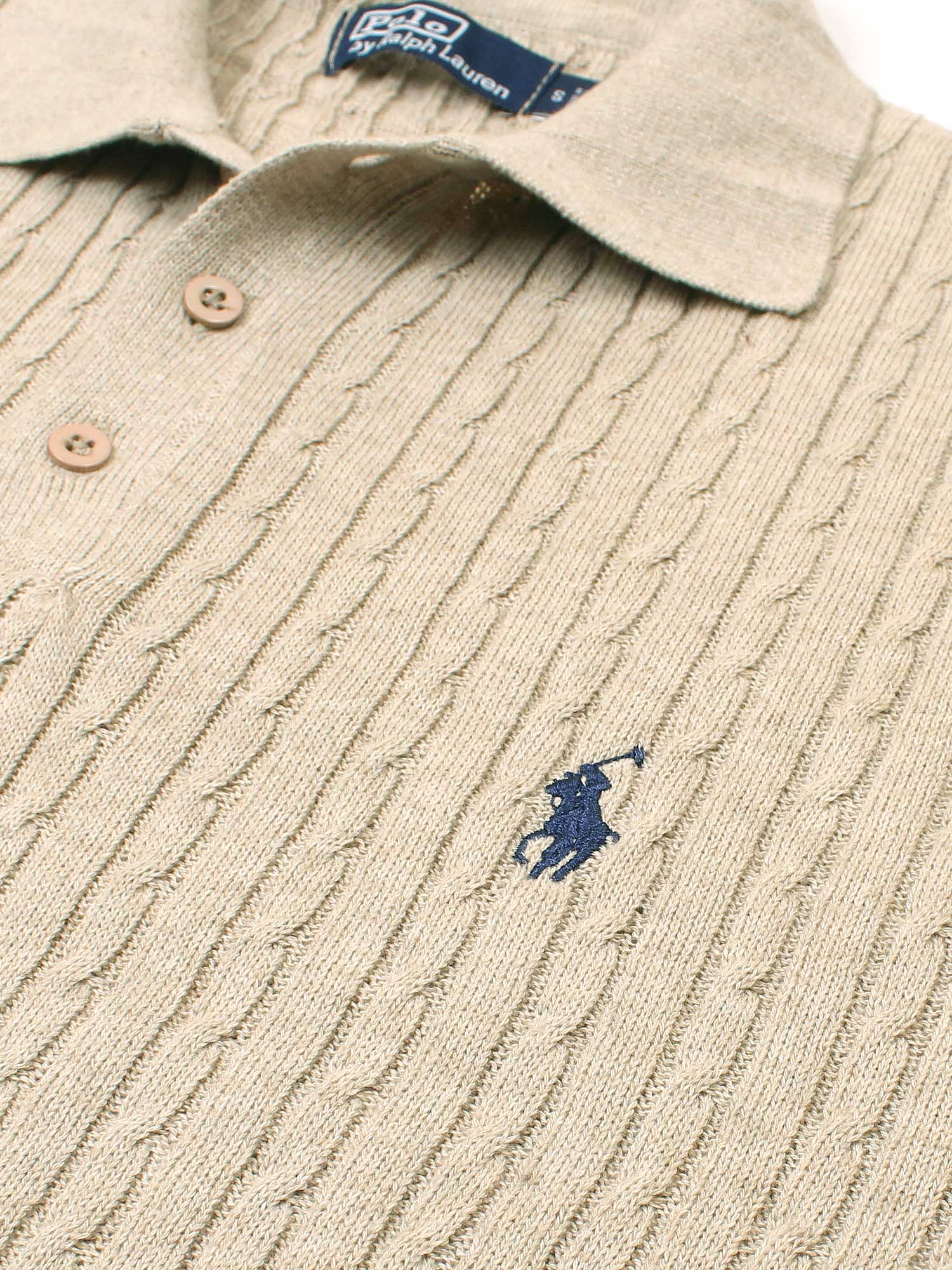 Brandahub polo shirts RL cable knit polo-beige