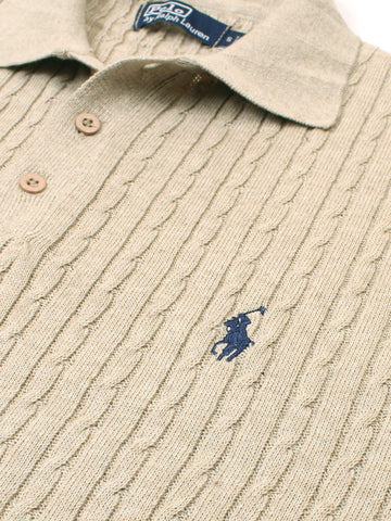 Brandahub polo shirts RL cable knit polo-beige