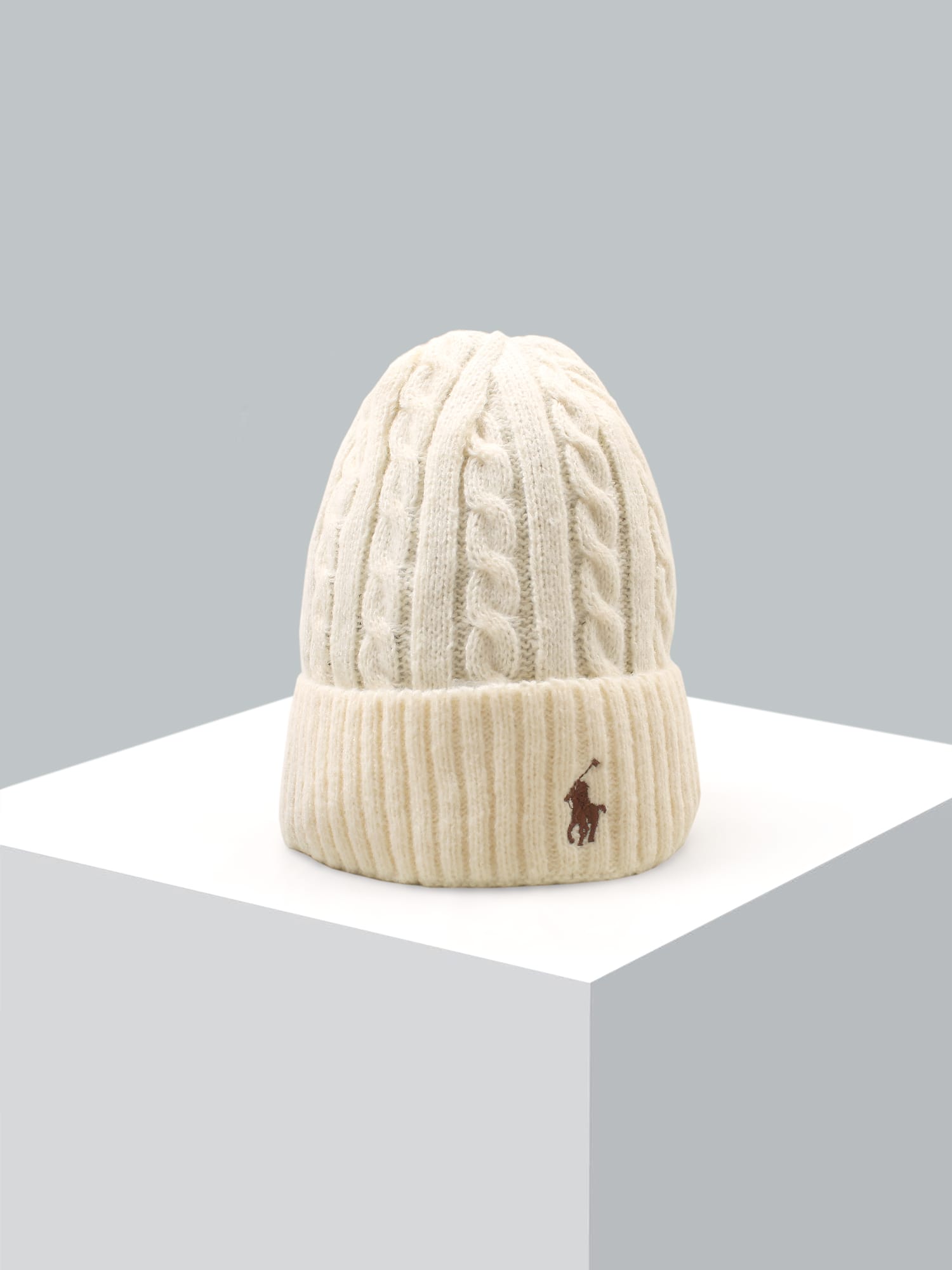 brandahub caps free size Rl Cable Knit Beanie (Beige)