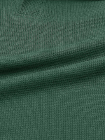 Brandahub polo shirts Premium Zr Waffle knit johnny collar polo-(green)