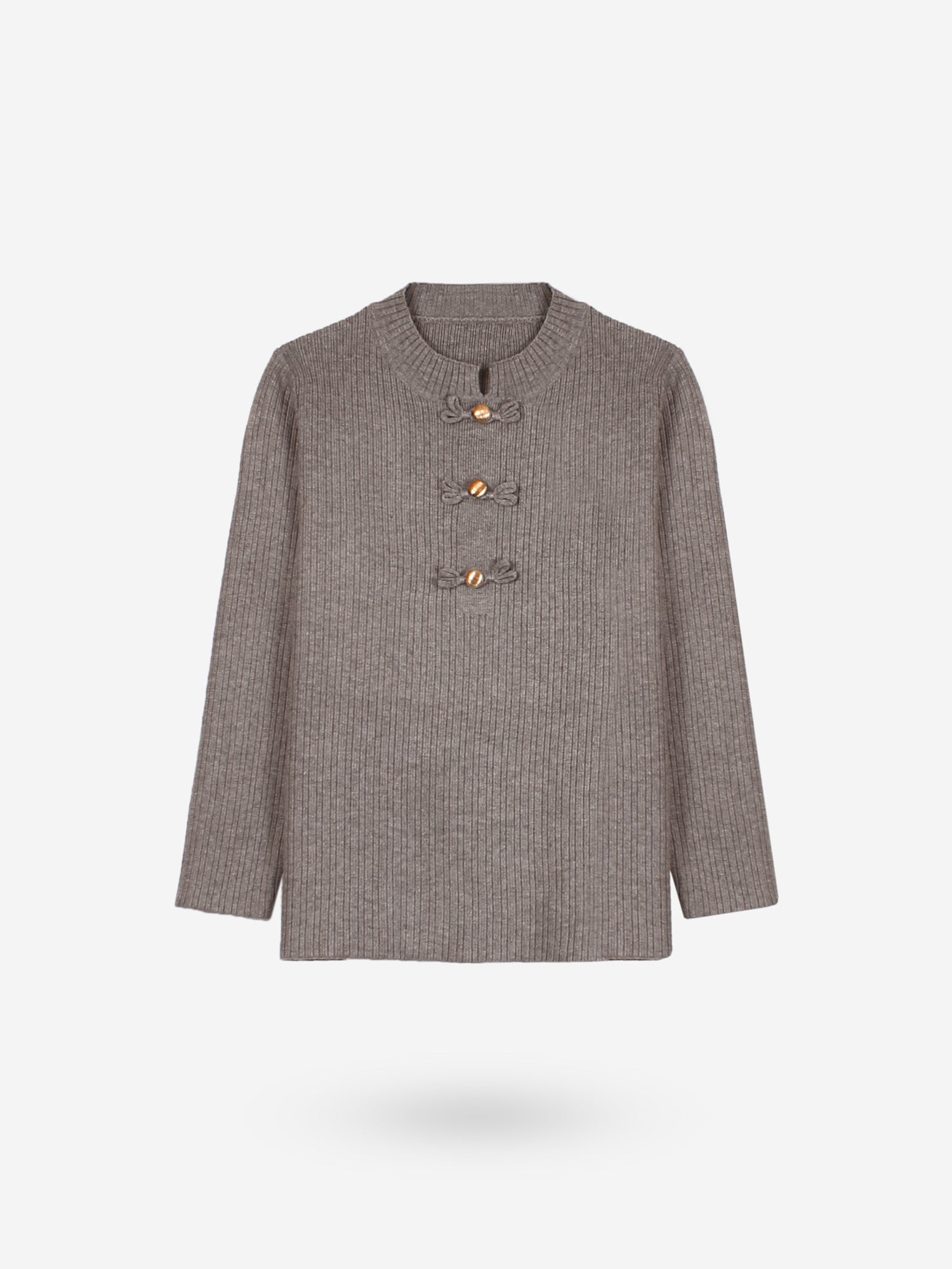 The Dynasty Frog Button Knit Set (brown)