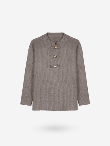 The Dynasty Frog Button Knit Set (brown)