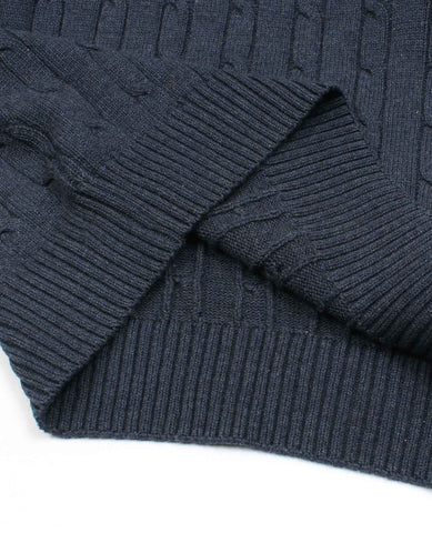 RL Cable-Knit Cotton Sweater (heather navy)