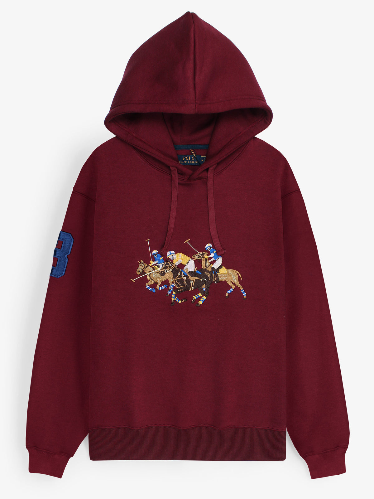 premium Rl triple pony Fleece hoodie (maroon)