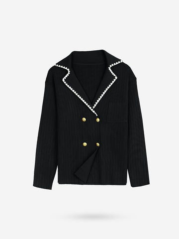 The Riviera Scallop-Trim Knit Set (black)