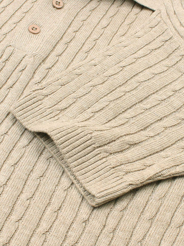 Brandahub polo shirts RL cable knit polo-beige