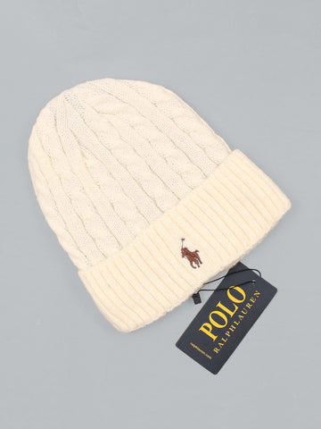 brandahub caps free size Rl Cable Knit Beanie (Beige)