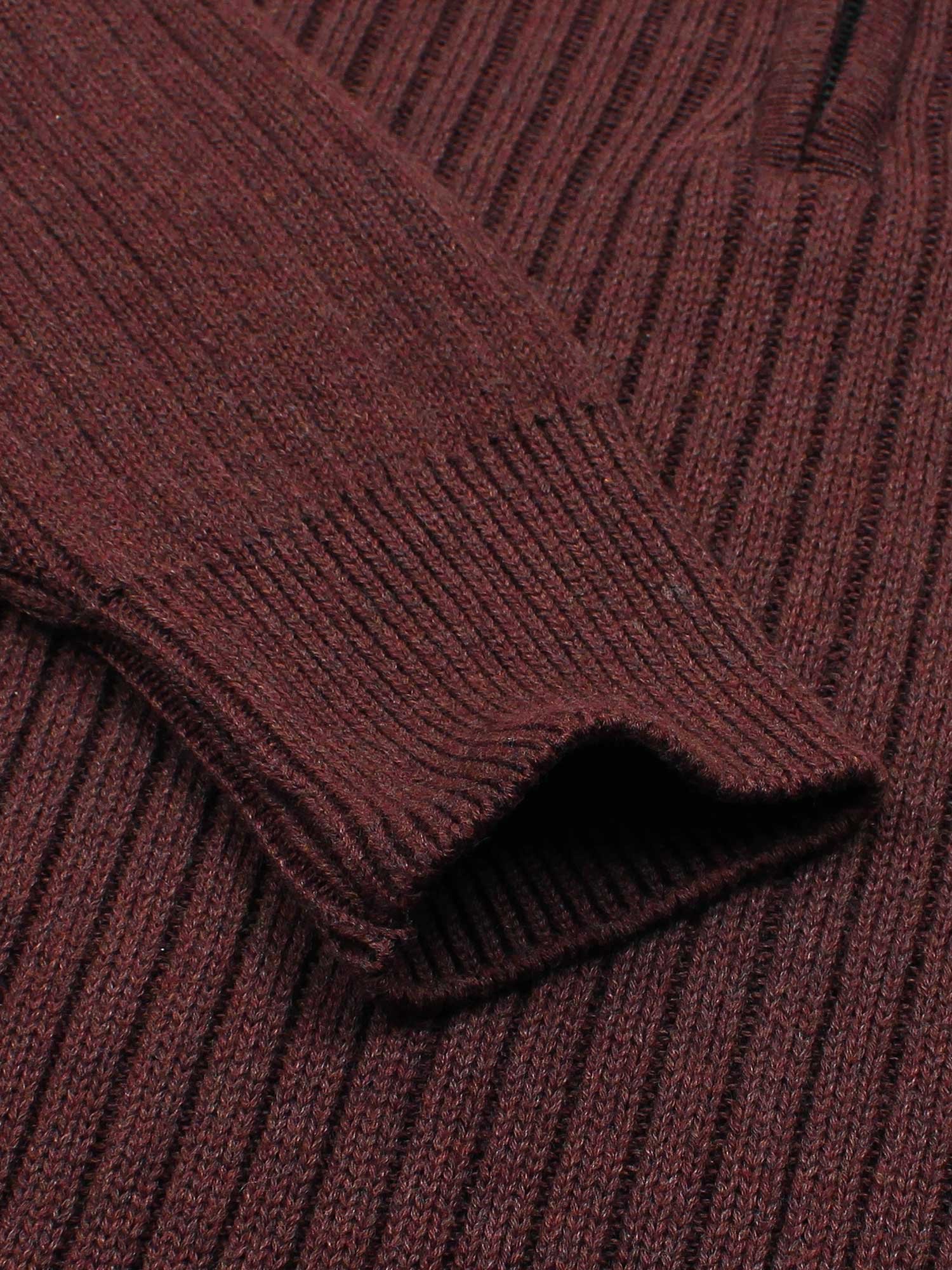 Brandahub sweaters RL Rib Knit Half Zipper Cotton Sweater (maroon)