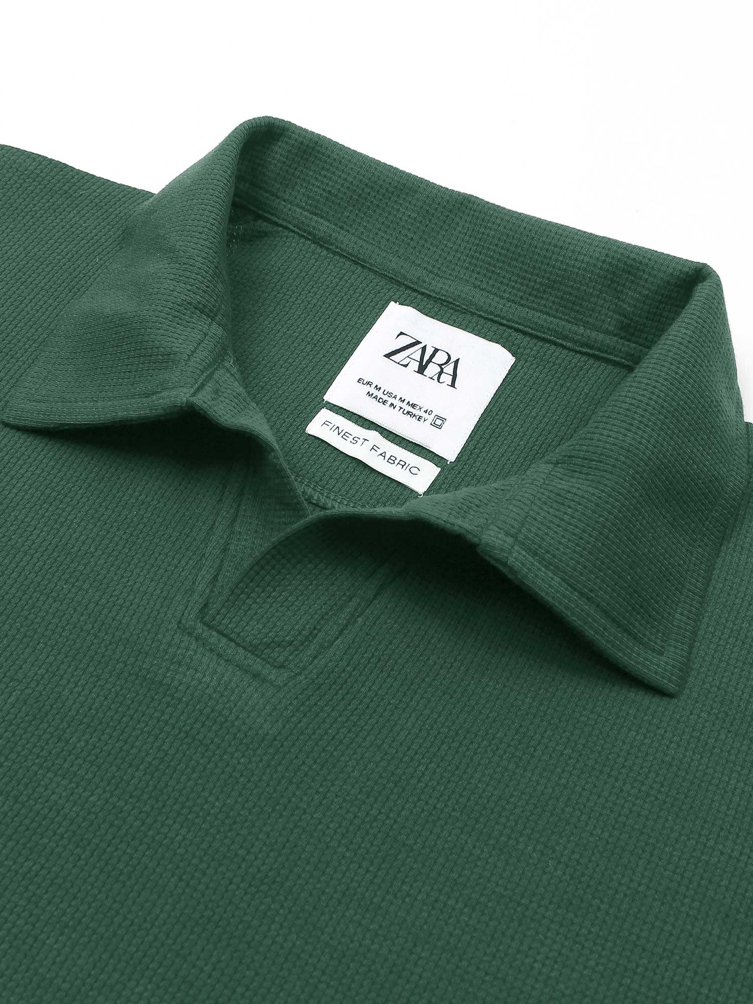 Brandahub polo shirts Premium Zr Waffle knit johnny collar polo-(green)