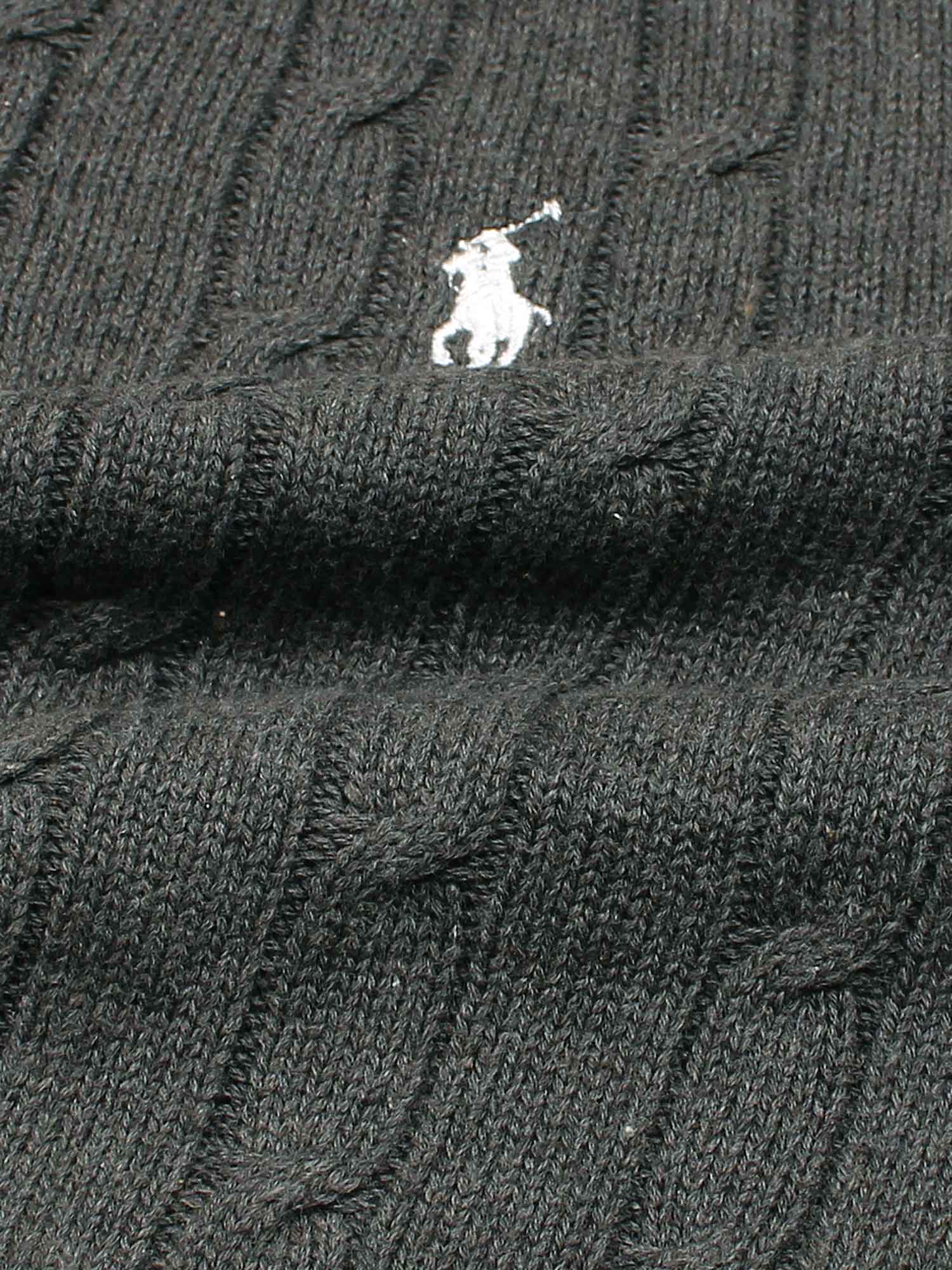 RL Cable-Knit Half Zipper Cotton Sweater (charcoal grey)