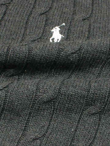 RL Cable-Knit Half Zipper Cotton Sweater (charcoal grey)