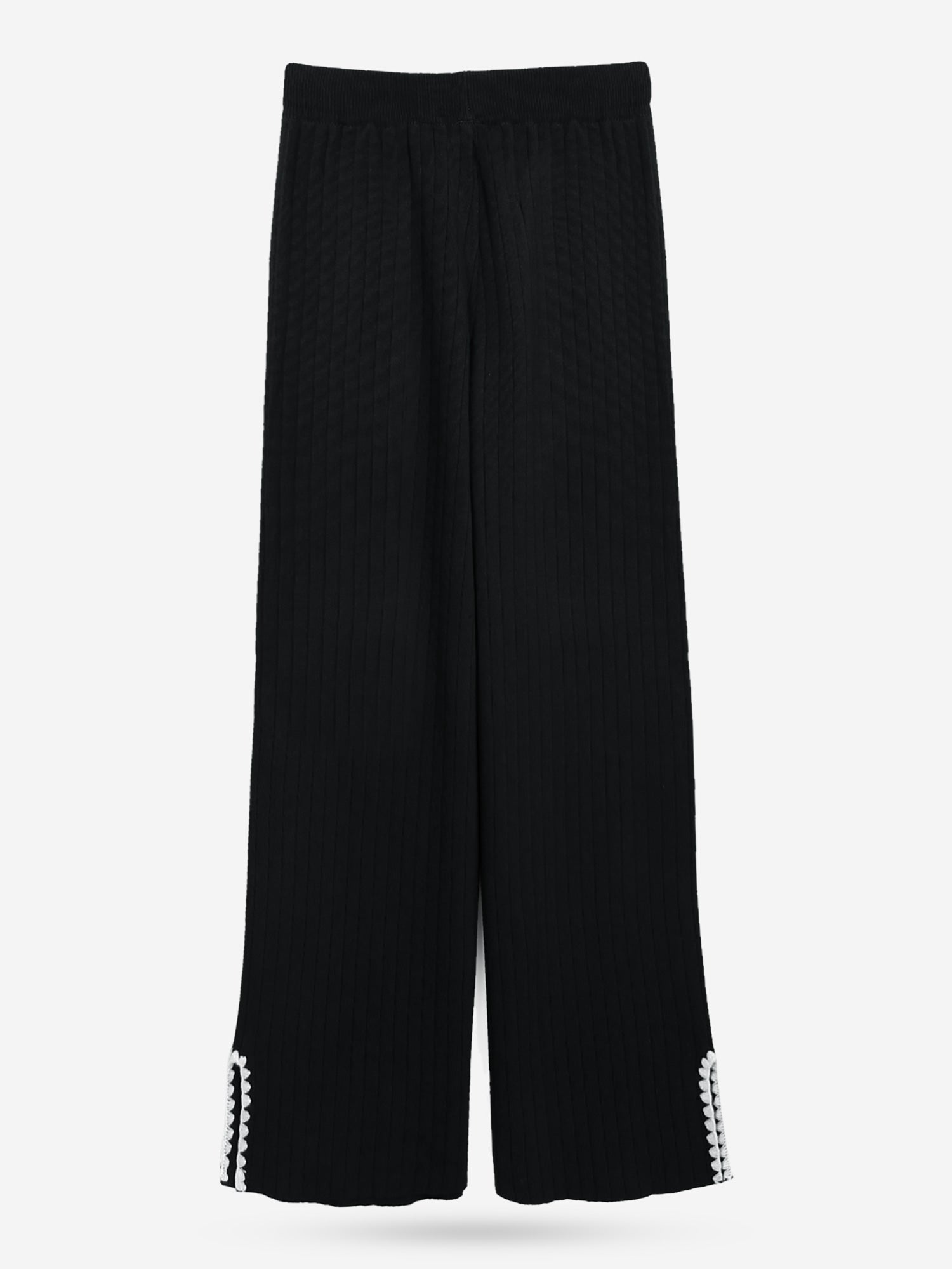 The Riviera Scallop-Trim Knit Set (black)